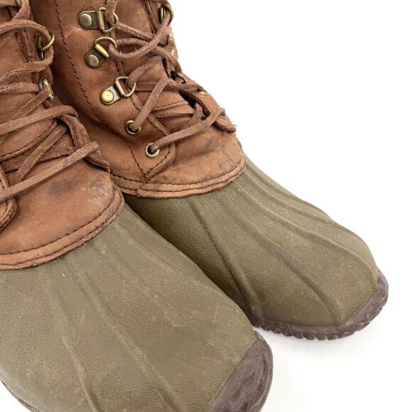 Vintage 90s J.Crew Brown Olive Leather Duck Base Lace Up Snow Boots main image 6